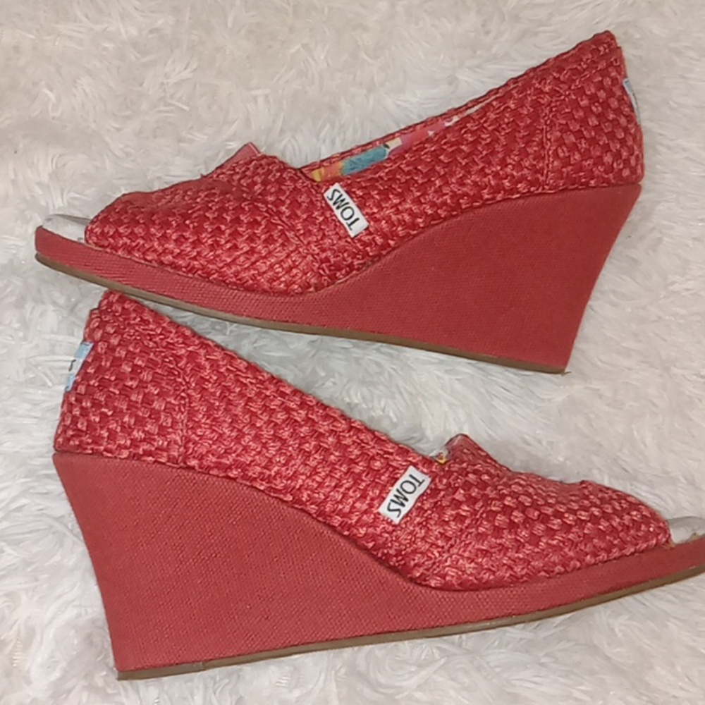 Rust Toms woven wedge Heel Espadrilles  shoes 7.5